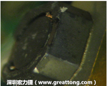 使用銀(Ag)鍍層的電源電感器(Power Inductors)，經(jīng)過推力測試后，零件端點(diǎn)上已經(jīng)看不到任何鍍層的痕跡了，所以其耐推力就比較小。