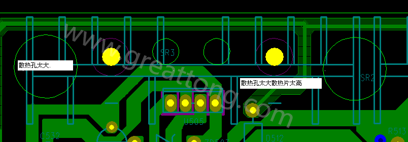 PCB設(shè)計(jì)中，散熱孔散熱片設(shè)計(jì)不當(dāng)，造成很多電源板斷裂