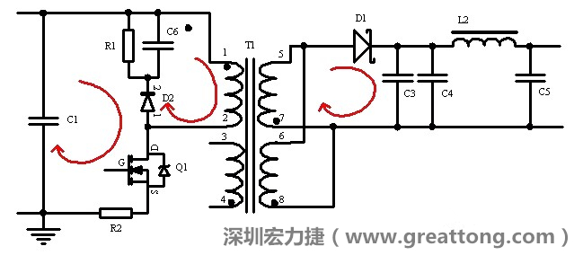元件布局的時候，要優(yōu)先考慮高頻脈沖電流和大電流的環(huán)路面積，盡可能地減小,以抑制開關(guān)電源的輻射干擾