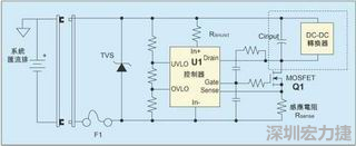 圖1：一個(gè)簡(jiǎn)單的-48V熱插拔電路。