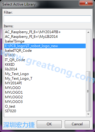 若要存到另外一個library 里， 要點選在File->Current library 重新再選擇Active Library， 就可以點選 File->Save Module in Acitve library 