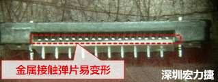 塑膠蓋子塞到connector內(nèi)側(cè)，加熱后金屬?gòu)椘菀拙植孔冃巍?
