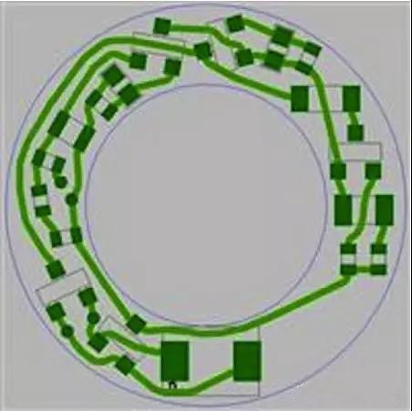 圖6：PCB布線例子：(a)拓?fù)涫阶詣硬季€器(完成了100%導(dǎo)線的布線)；
